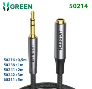 Cáp Audio 3.5mm nối dài 0.5m Ugreen 50214 Vỏ Nhôm Chính Hãng Cao Cấp