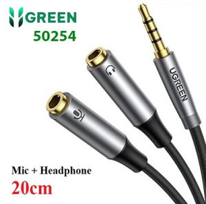 Cáp chia tách Audio 3.5mm 1 ra 2 đầu 3.5mm Loa và Mic Ugreen 50254 cao cấp