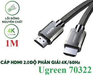 Cáp HDMI 2.0 dài 1m chuẩn 4K@60MHz Ugreen 70322 cao cấp