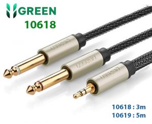 Cáp Audio 3,5mm to 2 đầu 6,5mm dài 3m chính hãng Ugreen 10618 mạ vàng cao cấp