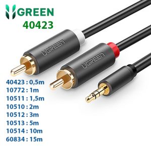 Cáp âm thanh 3.5mm ra 2 hoa sen 2Rca, dài 0.5m Ugreen AV102 AV102 40423