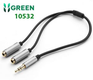 Cáp chia 2 cổng Audio 3,5mm dài 20cm ( 1 dương sang 2 âm ) chính hãng Ugreen 10532 (Black) , 10780 (Sliver)  cao cấp