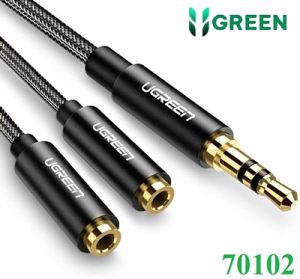 Cáp chia 2 cổng Audio 3.5mm dài 20cm Ugreen 70102 cao cấp (bện nylon)