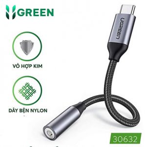 Cáp chuyển đổi USB type-C to 3.5mm chính hãng Ugreen 30632 (Black-gray) , 70858 (Black) cao cấp