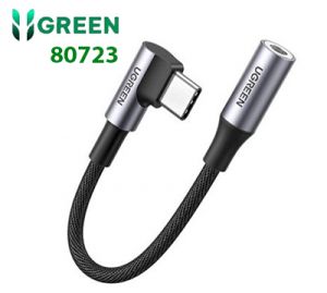 Cáp chuyển đổi USB Type-C bẻ góc 90 sang Audio 3.5mm Ugreen 80723 cao cấp (Không chip DAC)