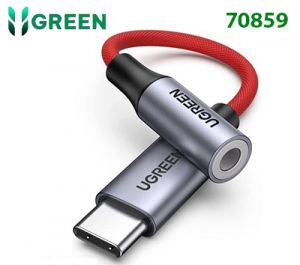 Cáp chuyển đổi âm thanh USB Type-C ra 3.5mm có chip DAC Ugreen 70859 cao cấp (dây đỏ)