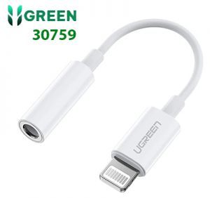 Cáp chuyển lightning sang 3.5mm 7cm có chipset MFI màu trắng Ugreen 30759 US212 Hàng chính hãng