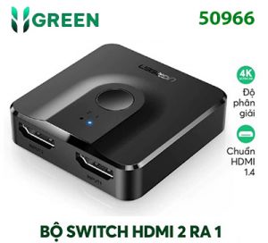 Bộ chuyển mạch HDMI 2 vào 1 ra (Hỗ trợ 2 chiều) chính hãng Ugreen 50966 cao cấp