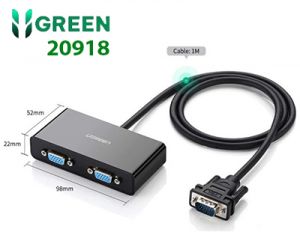 Cáp chia VGA 1 ra 2 chính hãng Ugreen 20918 cao cấp (cáp dài 1m)