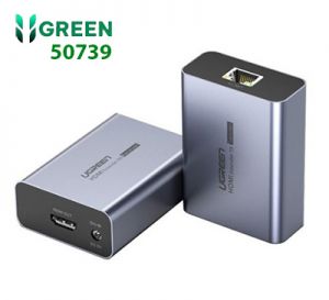 Thiết bị kéo dài HDMI 50m qua cáp Lan Cat5/6 chính hãng Ugreen 50739US cao cấp