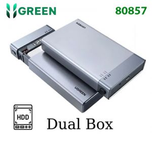 Box đọc ổ cứng 2.5 Dual Ugreen 80857 USB Type-C 3.1 Gen 2, dung lượng SSD 2x 6TB