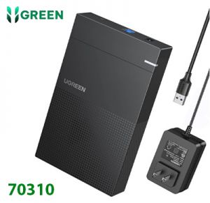 Hộp đựng ổ cứng 3.5 2.5 chuẩn Sata hỗ trợ tối đa 20TB chuẩn cắm EU 5Gbps Màu Đen kèm nguồn 12V2A chân tròn CM472 20070310 Ugreen 70310