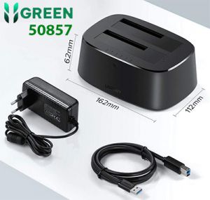 Dock đựng ổ cứng kép Sata 2.5/3.5inch chuẩn USB 3.0 Ugreen 50857