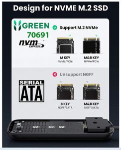 Box đựng ổ cứng SSD M.2 B-Key & M+B Key NVME/PCIE GEN2 tốc độ 10Gbps Ugreen 70691 cao cấp (Max 2TB)