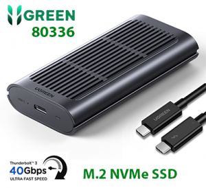 BOX SSD NVMe M.2 Thunderbolt 3 Tốc độ truyền 40Gpbs Ugreen 80336 CM343, Kèm cáp Thunderbolt 3 0.5M