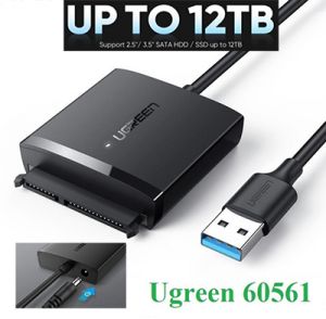 Cáp chuyển đổi USB 3.0 sang SATA cho ổ cứng SATA 2,5 /3,5 inch Ugreen 60561 cao cấp (kèm nguồn)