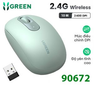 Chuột không dây dùng cho máy tính, laptop chất liệu nhựa ABS, màu xanh Ugreen 90672 cao cấp