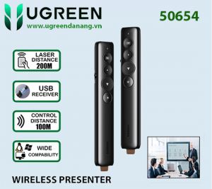 Bút trình chiếu không dây 2.4Ghz màu đen Ugreen 50654 hàng chính hãng