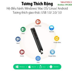 Bút trình chiếu laser 200M, điều khiển không dây 100M Ugreen 60795 cao cấp (Led đỏ, Pin sạc)