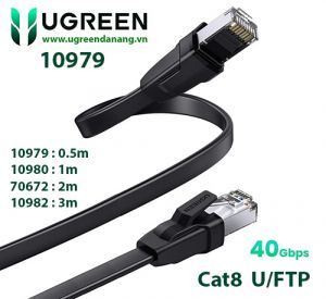 Cáp mạng đúc sẵn dẹt Cat8 dài 0,5m tốc độ truyền dữ liệu lên đến 40Gbps Ugreen 10979 cao cấp