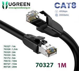 Cáp mạng Cat8 đúc sẵn dài 1M 24AWG Class S/FTP tốc độ truyền dữ liệu lên đến 40Gbps Ugreen 70327 cao cấp