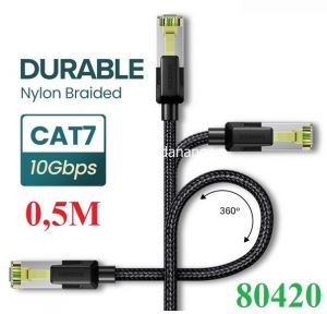 Cáp mạng Cat7 vỏ bọc Nylon dài 0,5M băng thông 10Gbps 600MHZ Ugreen 80420 cao cấp