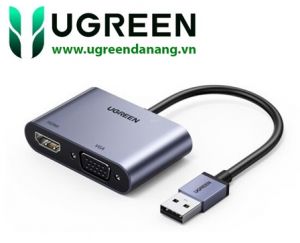 Cáp chuyển đổi USB 3.0 sang HDMI + VGA 1080P/60Hz Ugreen 20518 cao cấp