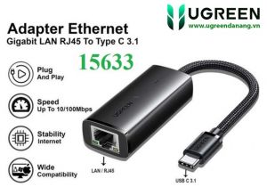 Cáp chuyển đổi USB Type-C 3.1 to Lan Gigabit 10/100/1000Mbps Ugreen 15633 cao cấp